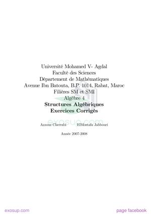 Thumbnail of book algebre4 exercicescorriges cover
