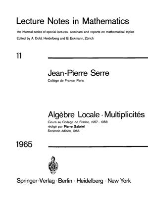 Thumbnail of book Lecture Notes in Mathematics cover