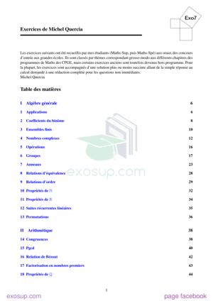 Thumbnail of book Exo7 - Exercices de mathématiques cover