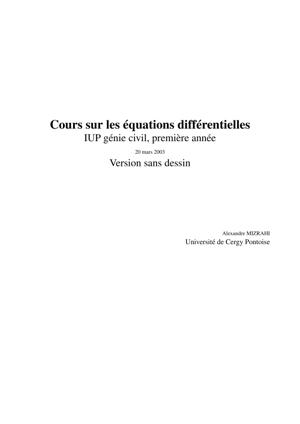 Thumbnail of book Cours sur les équations différentielles cover