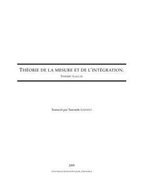 Thumbnail of book Théorie de la mesure et de l'intégration cover