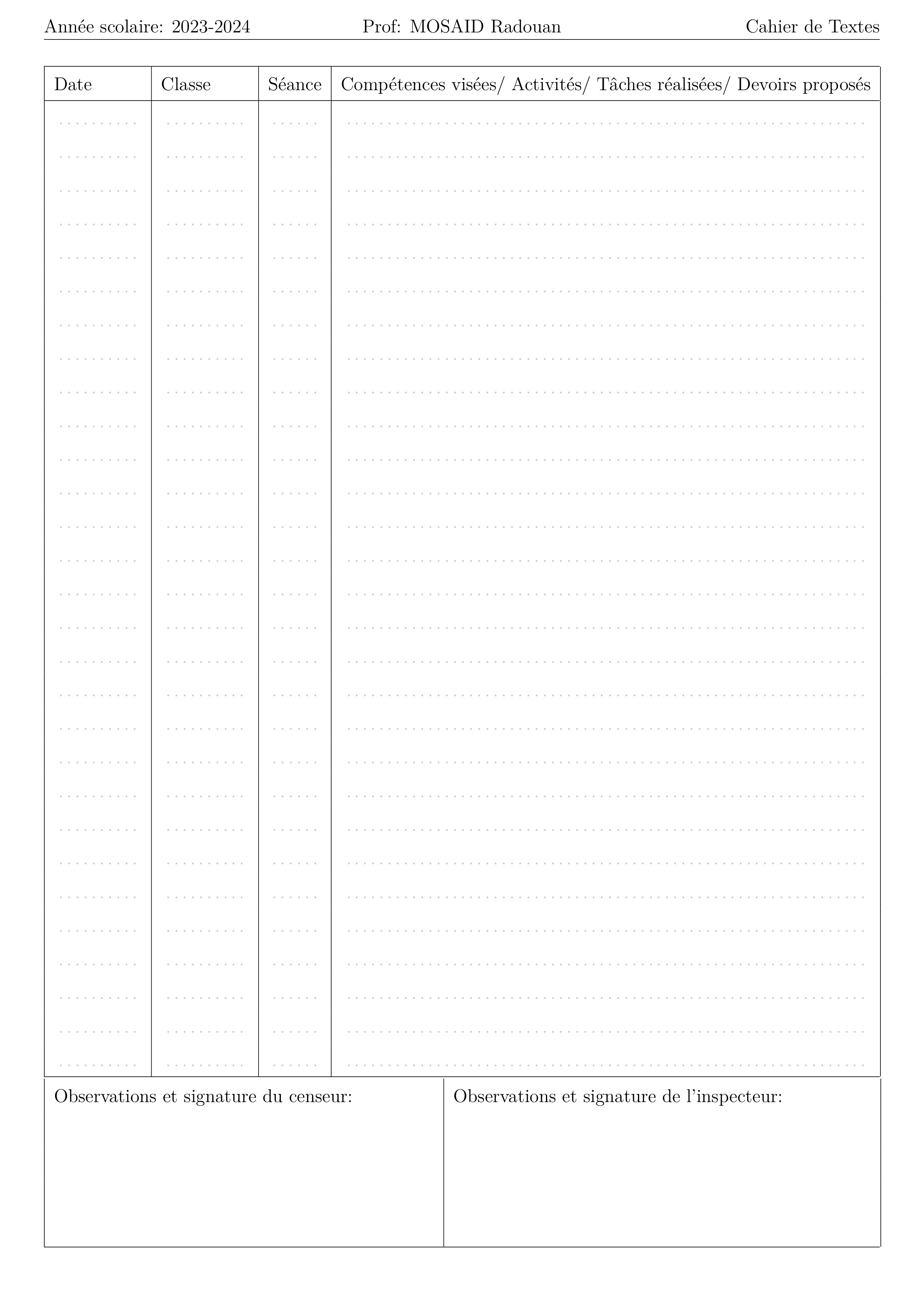 cahier de texte