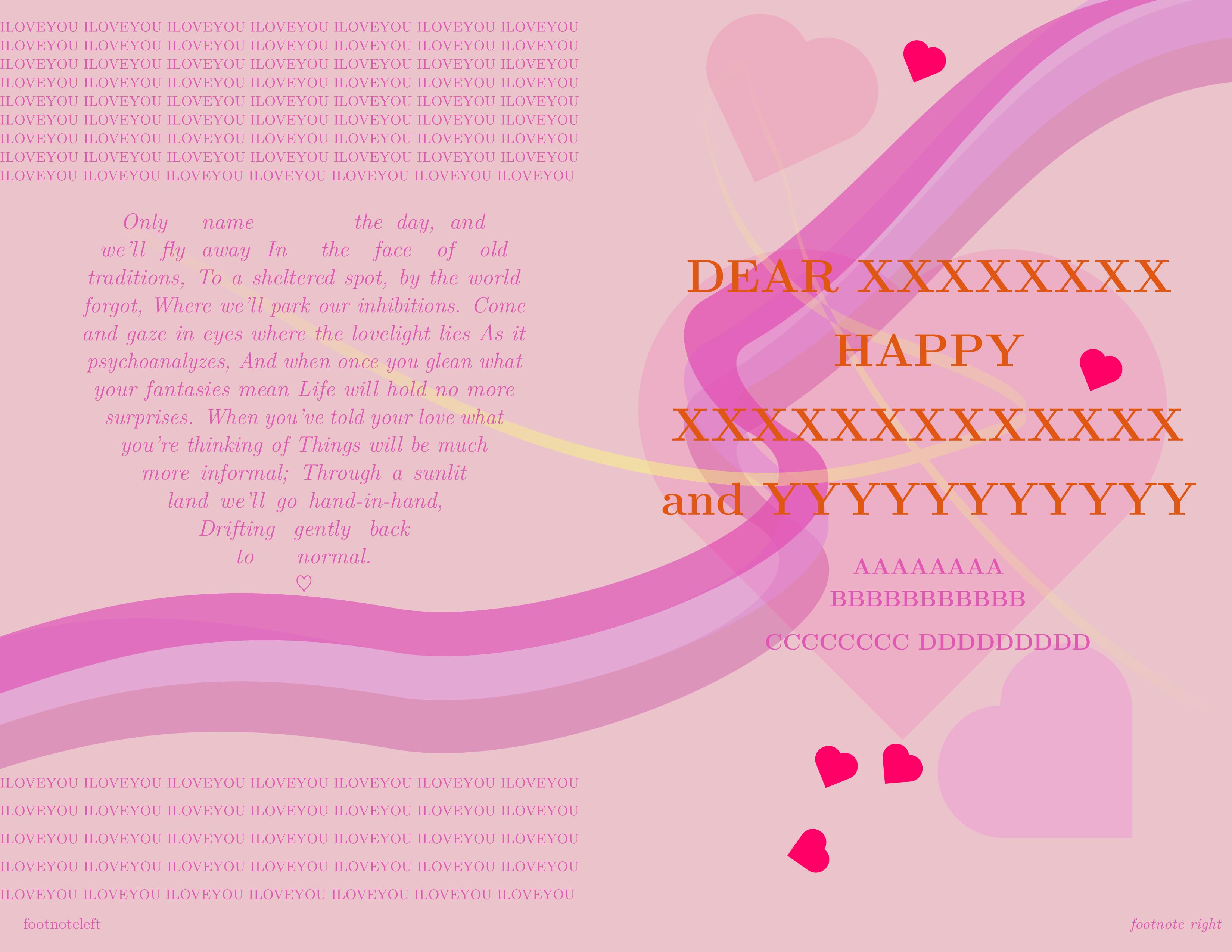 Banner of Love letter brochure using Latex and tikz