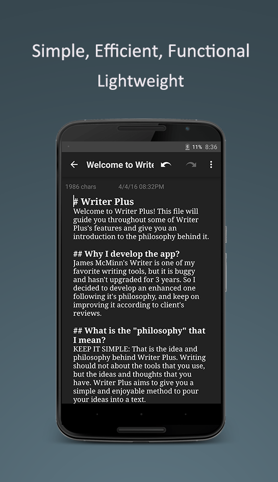 Writer plus app